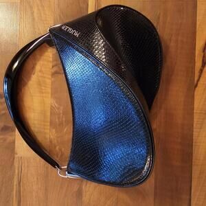 Mugler Spiral Curve 01 Black Snakeskin print leather Handbag